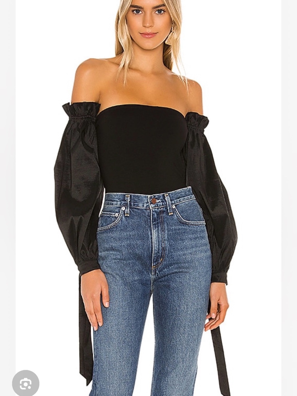 MAJORELLE Black off the shoulder body suit